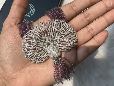 [Youtube Video of Lab Diamond Peacock Shaped Diamond Necklace]-[Ouros Jewels]