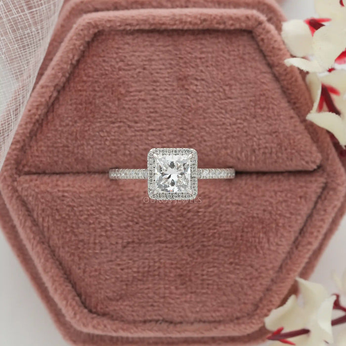 [Princess Cut Halo Diamond Accent Engagement Ring]-[Ouros Jewels]-[Ouros Jewels]