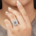 [A Women wearing Semi Mount Princess Cut Engagement Ring]-[Ouros Jewels]