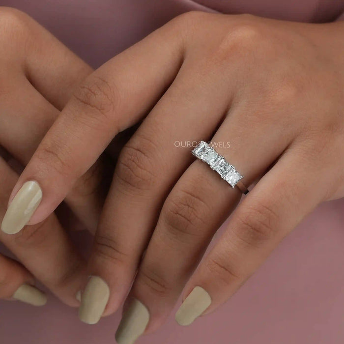 Vintage black rutilated quartz engagement ring five stone rose gold ri –  Ohjewel