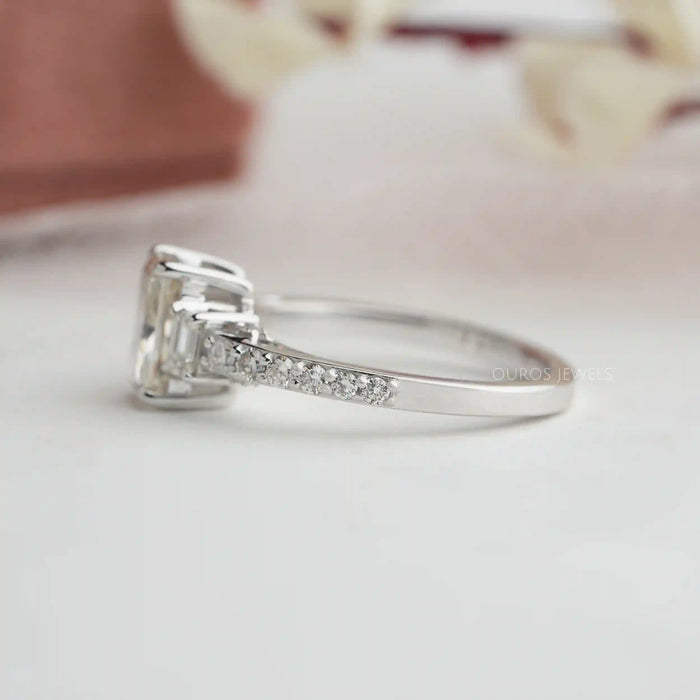 [Side View of Radiant Cut Lab Diamond Ring]-[Ouros Jewels]