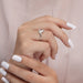 [A Women wearing Trillion Cut Diamond Engagement Ring]-[Ouros Jewels]