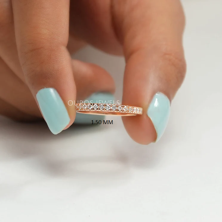 Round Cut Lab Grown Diamond Half Eternity Wedding Band 1.50 MM