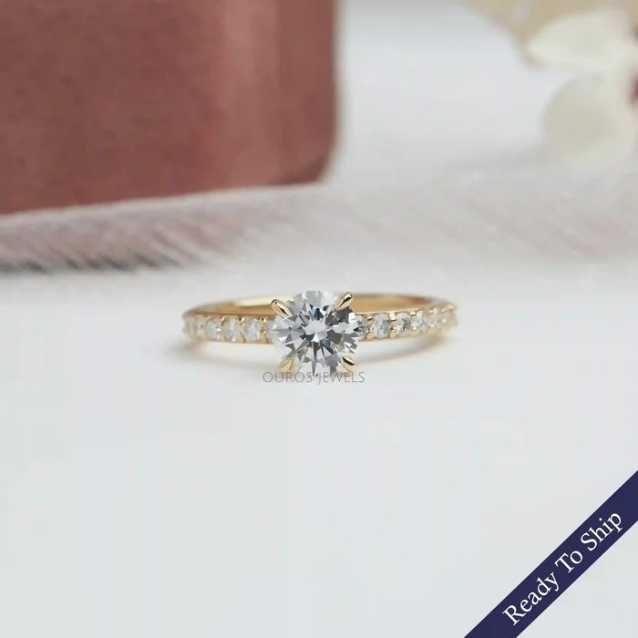 [ Lab diamond round cut ring]-[Ouros Jewels]