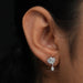 [A Women wearing Round Diamond Drop Earrings]-[Ouros Jewels]
