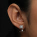 [A Women wearing Round and Pear Cut Floral Earrings]-[Ouros Jewels]