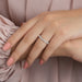 [A Women wearing Round Cut Lab Diamond Ring]-[Ouros Jewels]