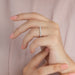 [A Women wearing Round Cut Lab Diamond Eternity Band]-[Ouros Jewels]