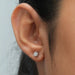 [A Women wearing Round Diamond Stud Earrings]-[Ouros jewels]