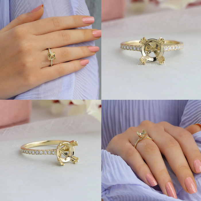 [Collage of Semi Mound Round Cut Accent Ring]-[Ouros Jewels]