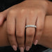 [A Women wearing Emerald Cut Lab Diamond Ring]-[Ouros Jewels]