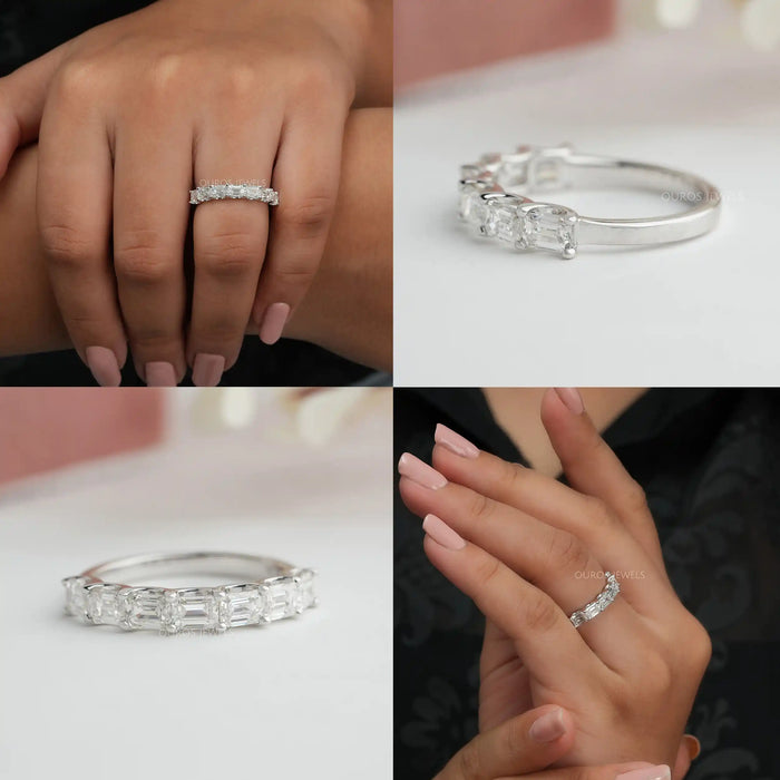 [ Four Picture of Emerald Cut Lab-Grown Diamond Ring]-[Ouros Jewels]