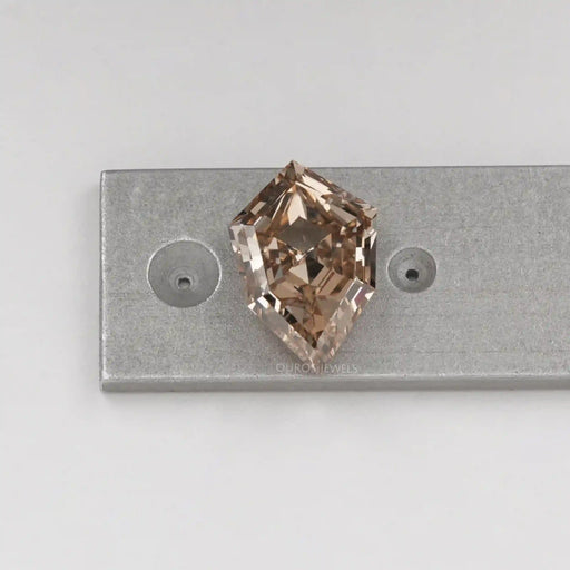 [Champagne Color Pear Step Cut Loose Diamond]-[Ouros Jewels]