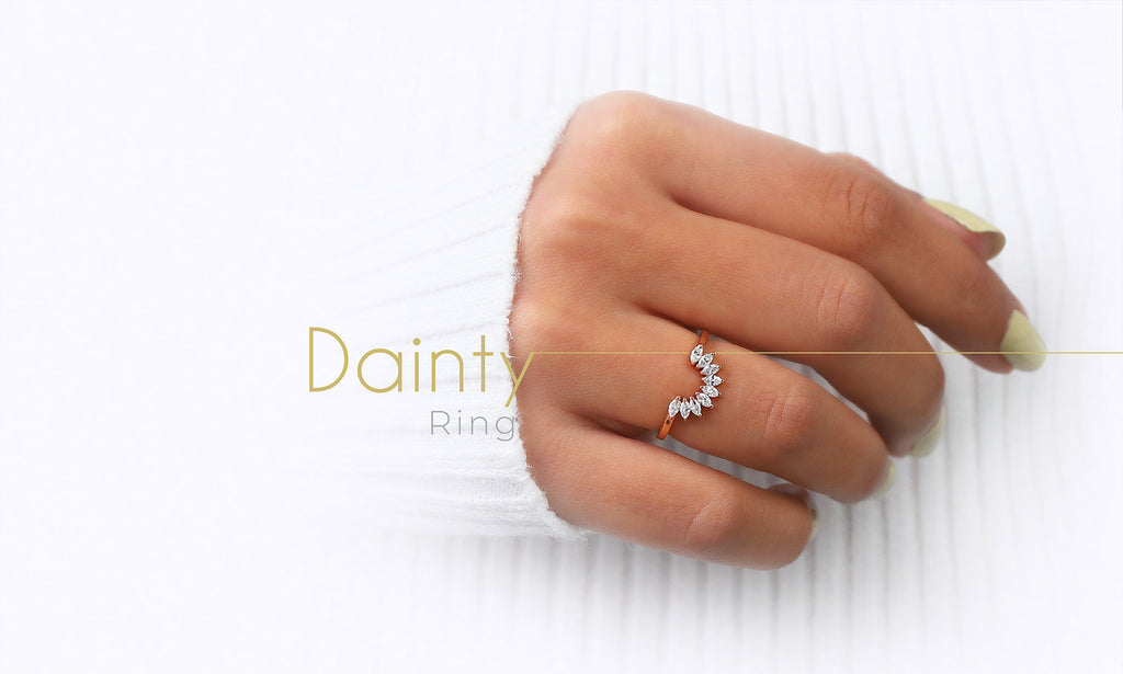 Salt and pepper diamonds engagement ring, Dainty diamond ring, rose go –  Lily & Dahlia