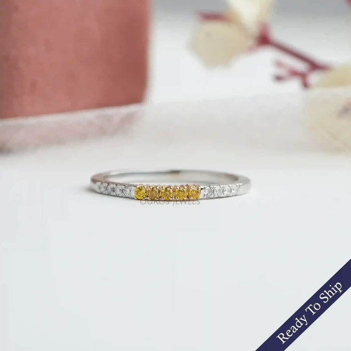 [Yellow Round Cut Wedding Band]-[Ouros Jewels]