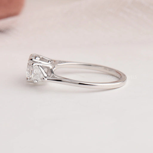 Three Stone Round Cut Lab Diamond Engagement Ring
