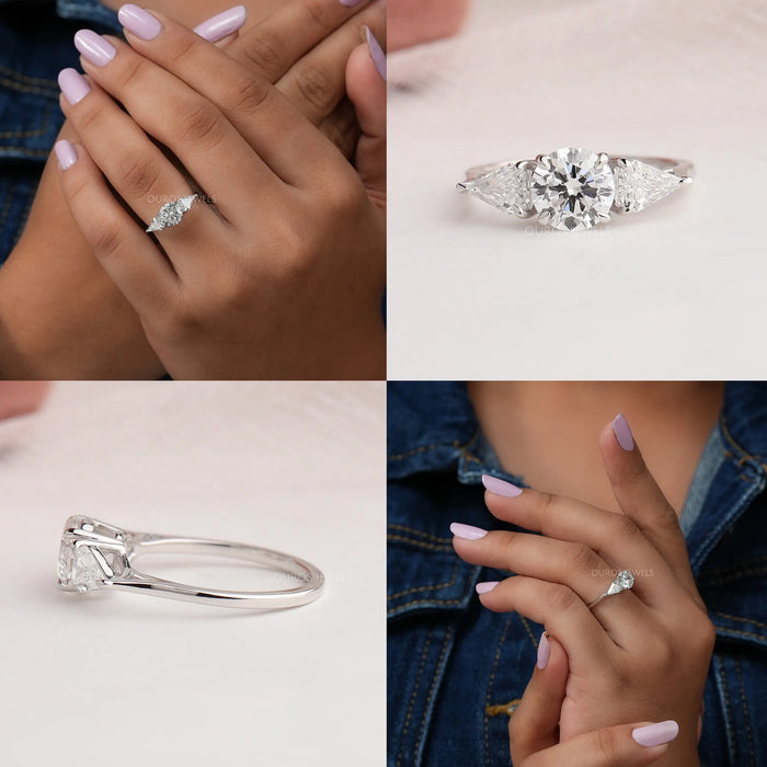 Multi Side View Of Lab Grown Diamond Three Stone Engagement Ring