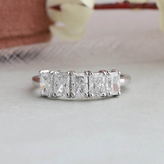 [Radiant Diamond Five Stone Ring]-[Ouros jewels]