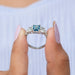 Emerald Blue Lab Diamond  Engagement Ring In Solid Gold 