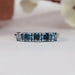 Blue cushion cut five stone diamond ring crafted in 14k solid white gold