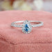 [Charming Blue Pear Diamond Halo Engagement Ring]-[Ouros Jewels]