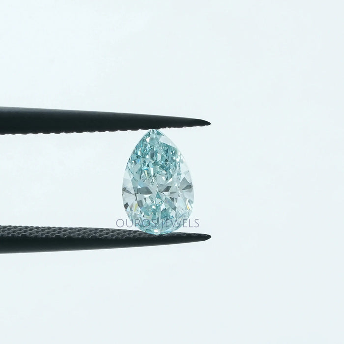 [1.07 Carat Light Blue Brilliant Cut Pear Shape Lab Grown Loose Diamond]-[Ouros Jewels]