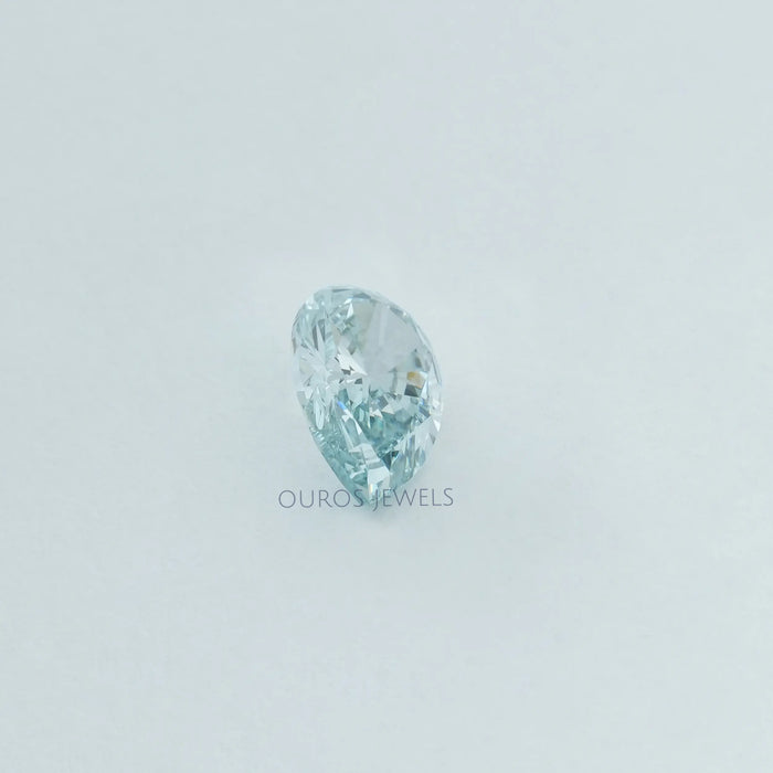 [Side View Of Pear Cut Blue Lab Grown Diamond]-[Ouros Jewels]