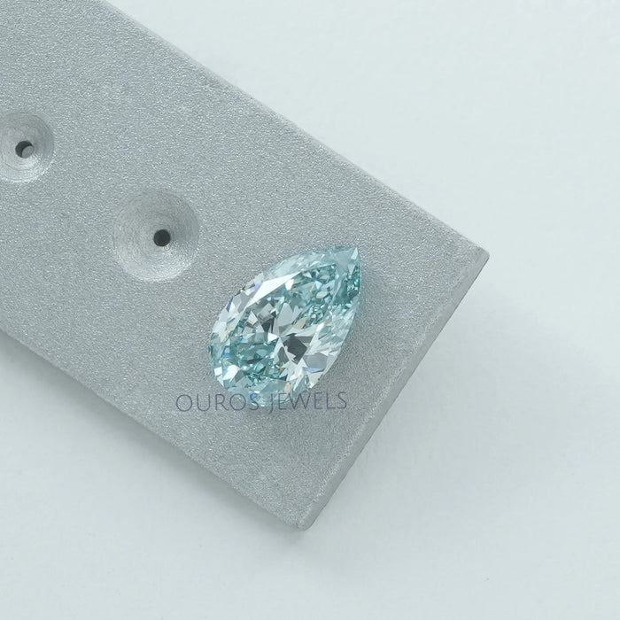 [1.07 CT Blue Pear Shape Lab Grown Diamond]-[Ouros Jewels]