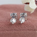 14k solid white gold lab made diamond stud earrings with screw back setting