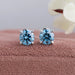 [Blue Round Solitaire Stud Earrings]-[Ouros Jewels]