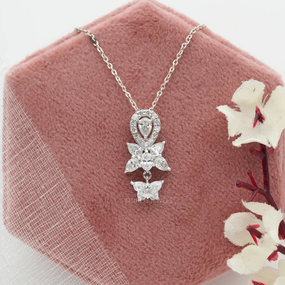 Butterfly Cut Lab Diamond Bridal Pendant