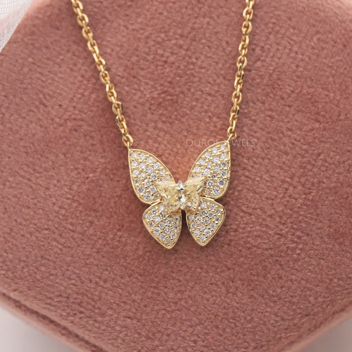 [Pave Set Yellow Butterfly Diamond Pendant]-[Ouros Jewels]