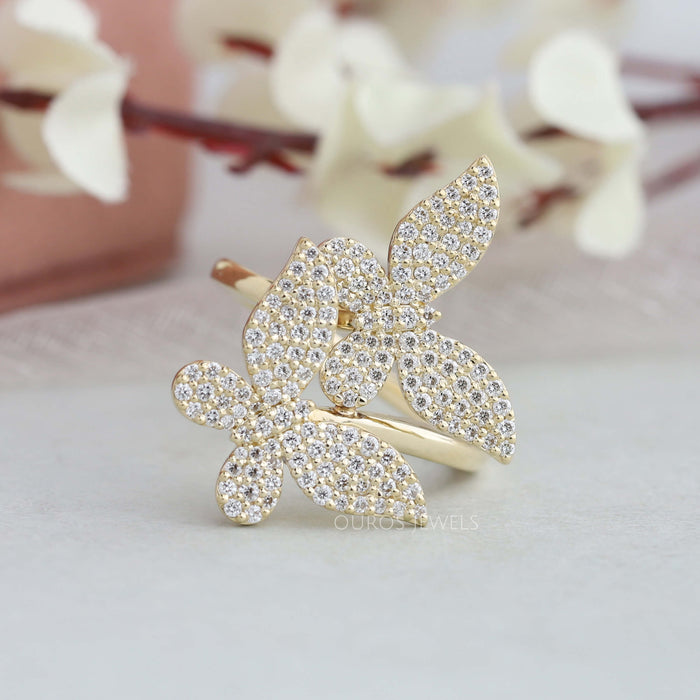 Butterfly Shape Round  Cluster Diamond Anniversary Ring
