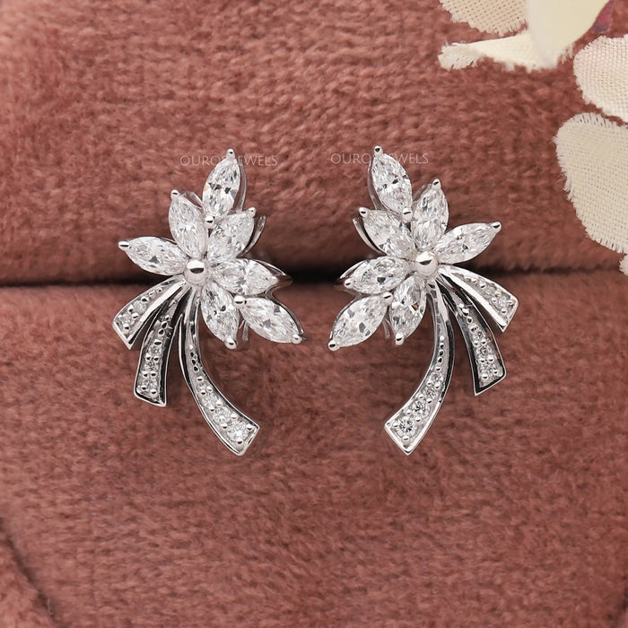 Marquise-Cut Cluster Diamond Earrings