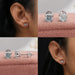 Collage of fancy blue cushion cut eco-friendly diamonds solitaire earrings