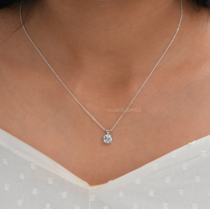 [Worn Look Of Round Cut Solitaire Pendant]-[Ouros Jewels]