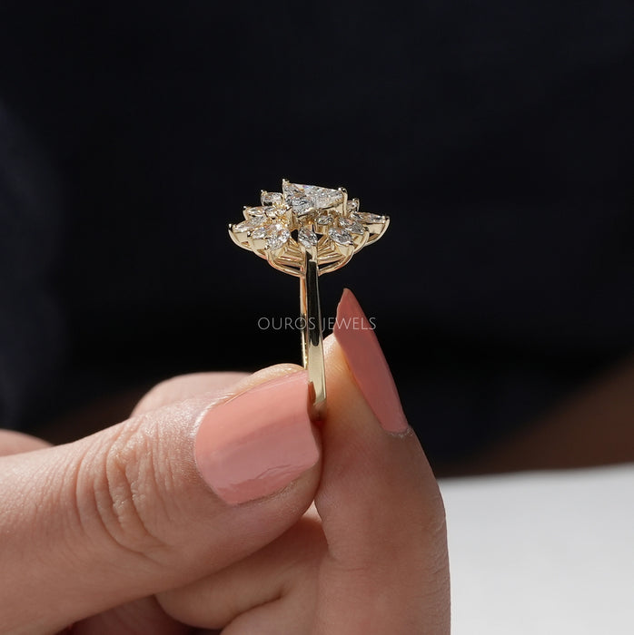 HX Jewelry Gorgeous Pave Diamond Flower Cluster Ring