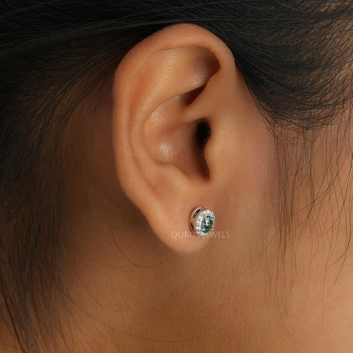 Halo Diamond Earrings in 18K White Gold | Saratti