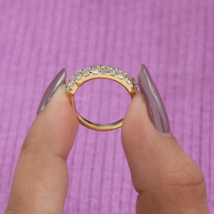 [Yellow Gold Half Eternity Wedding Band]-[Ouros Jewels]