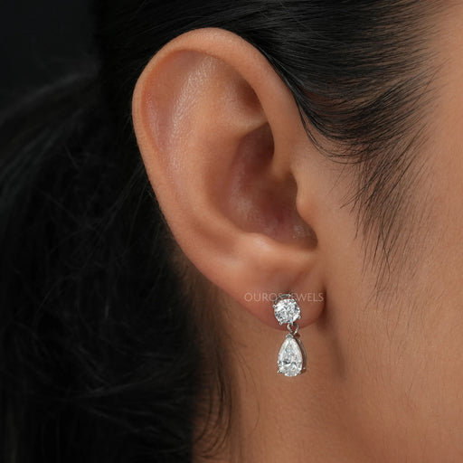 [Round And Pear Cut Drop Earring]-[Ouros Jewels]