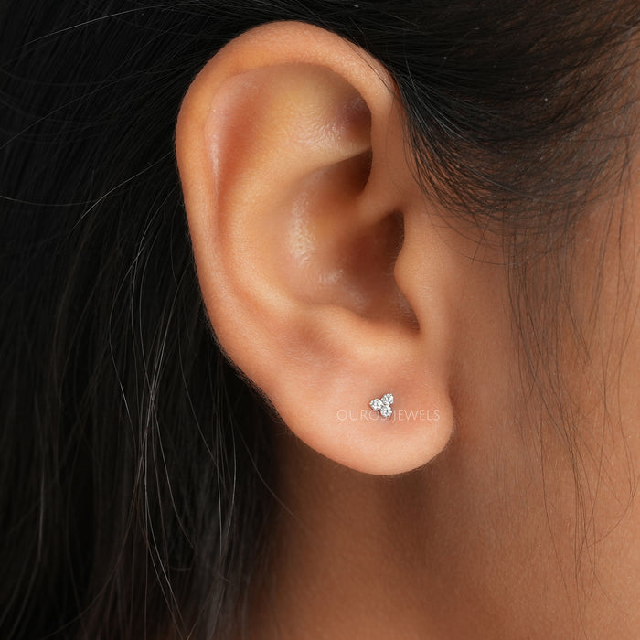 [Round Eco Friendly Diamond Stud Earrings]-[Ouros Jewels]