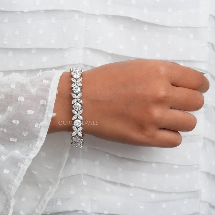 Marquise And Round Diamond Luxury Bracelet