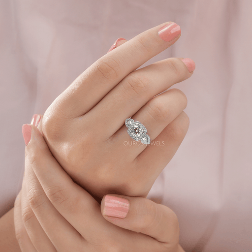 [Three Stone Round Diamond Engagement Ring]-[Ouros Jewels]