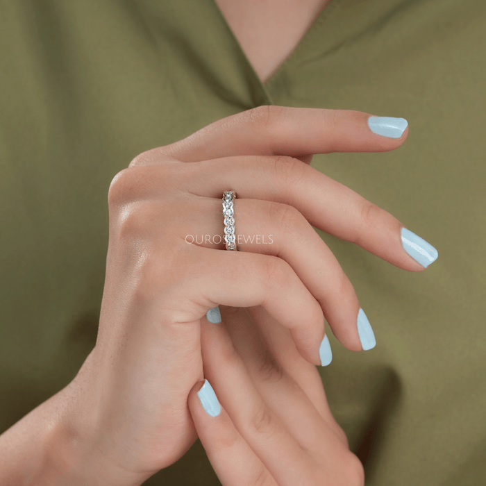 [Round Cut Semi Bezel Wedding Ring]-[Ouros Jewels]