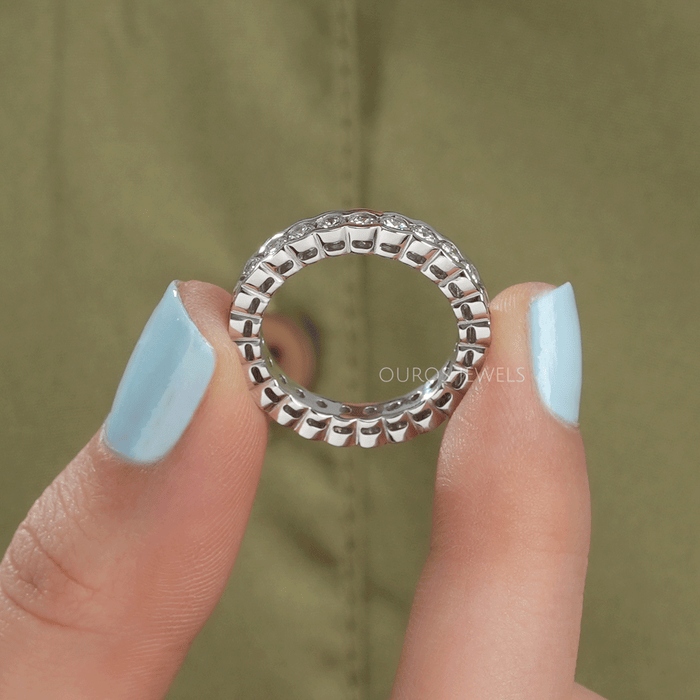 [Semi Bezel Round Cut Diamond Ring]-[Ouros Jewels]