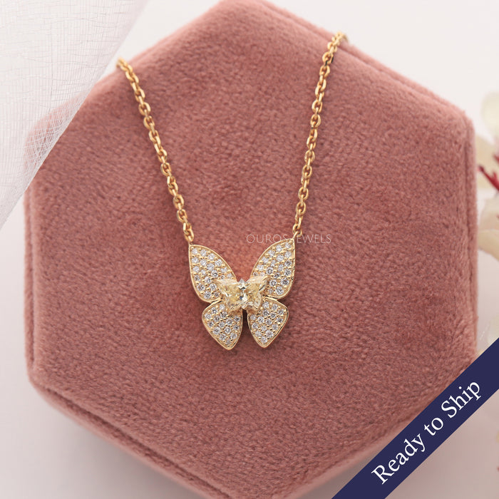 [Butterfly Cut Lab Grown Diamond Necklace]-[Ouros Jewels]