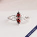 Red pear brilliant cut lab diamond cluster wedding ring in 14k solid white gold