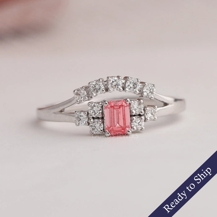 [Pink Emerald Diamond Ring]-[Ouros Jewels]