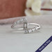 Olive emerald cut lab grown diamond bypass set ring with VS clarity diamond crafted in 14k white gold