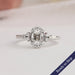 Olive asscher cut lab grown diamond engagement ring with unique halo of round diamond in white gold